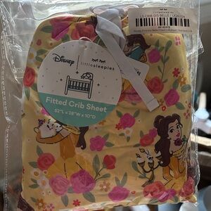 Disney BELLE Little Sleepies Yellow Fitted Crib Sheet